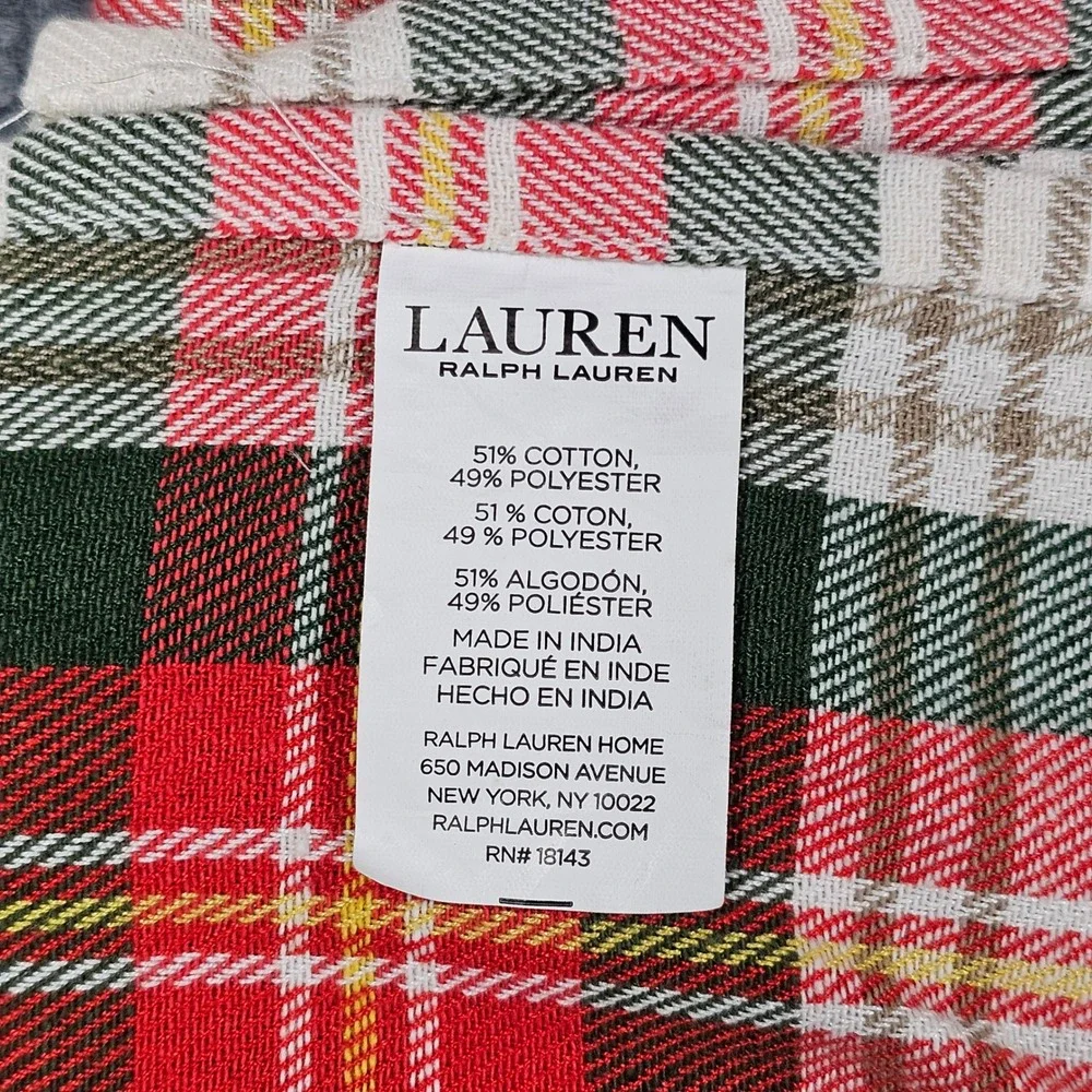 Lauren Ralph Lauren Holiday Plaid Tablecloth 51x28 Accent Runner Tartan Square